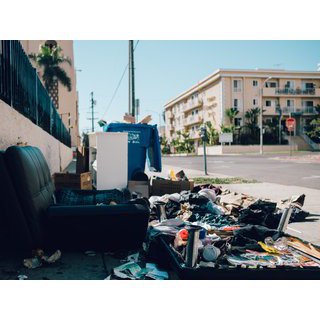 Evacuation of rubble and waste